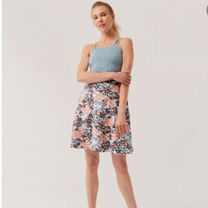 PACT Dress L Organic Cotton Midi Beach Floral Stretch Boho Pocket Resort Coastal